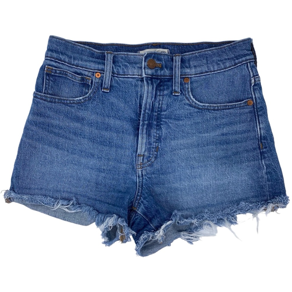 Madewell The Perfect Jean Shorts Blue Denim Fray AJ248 Cotton Womens Size 27